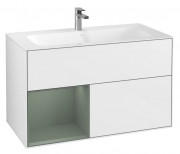 Тумба под раковину Villeroy & Boch Finion 99,6х49,8 см с подсветкой МДФ глянцевый белый лак/оливковый матовый лак G030GMGF