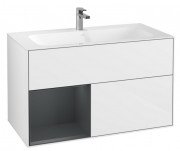 Тумба под раковину Villeroy & Boch Finion 99,6х49,8 см с подсветкой МДФ глянцевый белый лак/темно-синий матовый лак G030HGGF