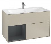 Тумба под раковину Villeroy & Boch Finion 99,6х49,8 см с подсветкой МДФ песок матовый лак/темно-синий матовый лак G030HGHH