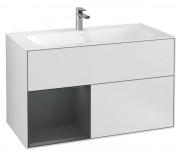 Тумба под раковину Villeroy & Boch Finion 99,6х49,8 см с подсветкой МДФ белый матовый лак/темно-синий матовый лак G030HGMT