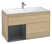 Тумба под раковину Villeroy & Boch Finion 99,6х49,8 см с подсветкой ДСП шпон дуба/темно-синий матовый лак G030HGPC