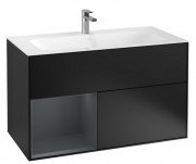 Тумба под раковину Villeroy & Boch Finion 99,6х49,8 см с подсветкой МДФ черный матовый лак/темно-синий матовый лак G030HGPD