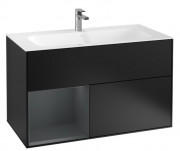 Тумба под раковину Villeroy & Boch Finion 99,6х49,8 см с подсветкой МДФ черный матовый лак/темно-синий матовый лак G030HGPD