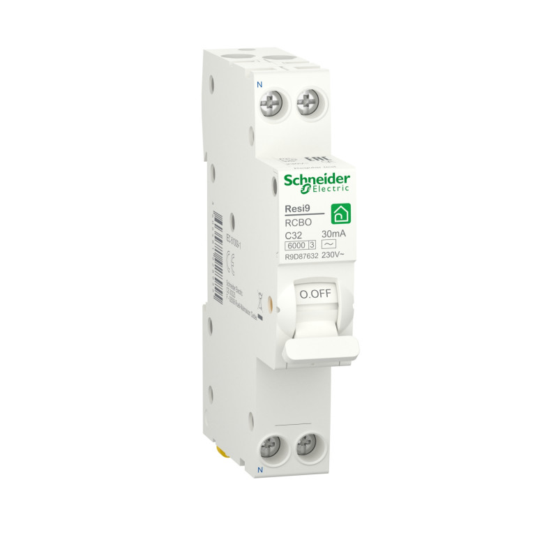 Диференціальний автоматичний вимикач Schneider Electric Resi9 32А 1P+N 6кA З 30мA тип AС R9D87632