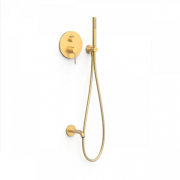 Душова система прихованого монтажу Tres Study Exclusive з виливом та одноважільним змішувачем золото матовий 26228006OM