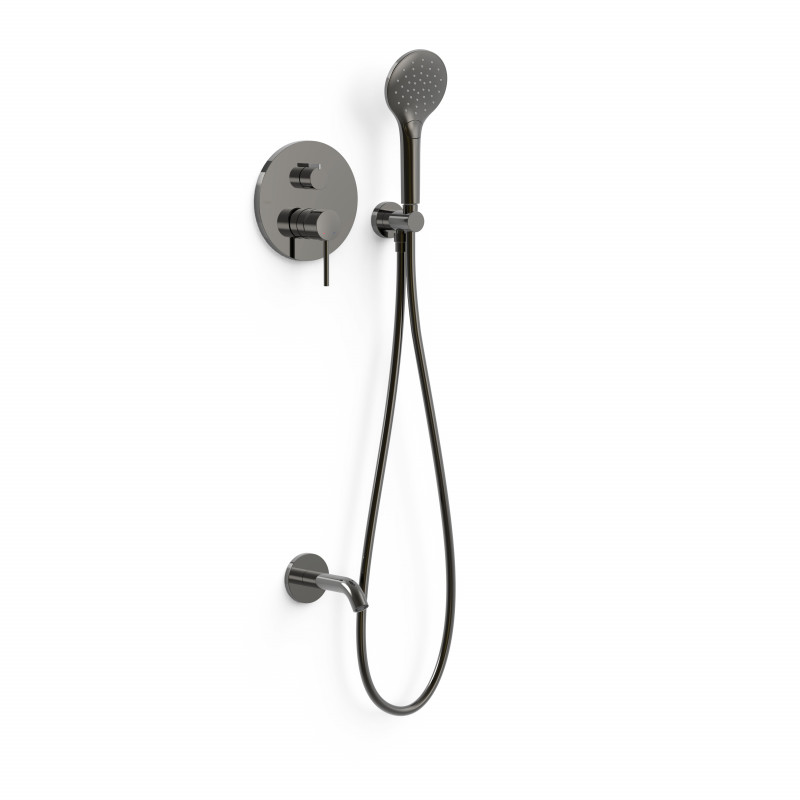 Душова система прихованого монтажу Tres Study Exclusive з виливом та одноважільний змішувач металевий чорний 26228060KM