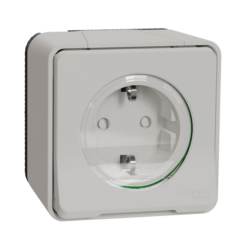 Механізм розетки Schneider Electric Mureva Styl із заземленням та шторками IP55 білий MUR39034