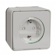 Механизм розетки Schneider Electric Mureva Styl с заземлением и шторками IP55 белый MUR39034