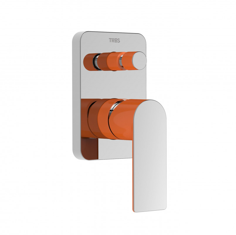 Смеситель для душа Tres Loft Colors (2 канала) встраиваемый однорычажный апельсиновый/хром 20018001NA