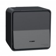 Вимикач прохідний Schneider Electric Mureva Styl 1-клавішний з підсвічуванням IP55 антрацит MUR35024