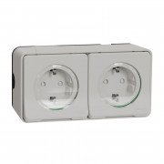 Розетка двойная Schneider Electric Mureva Styl с заземлением и шторками IP55 белый MUR39035
