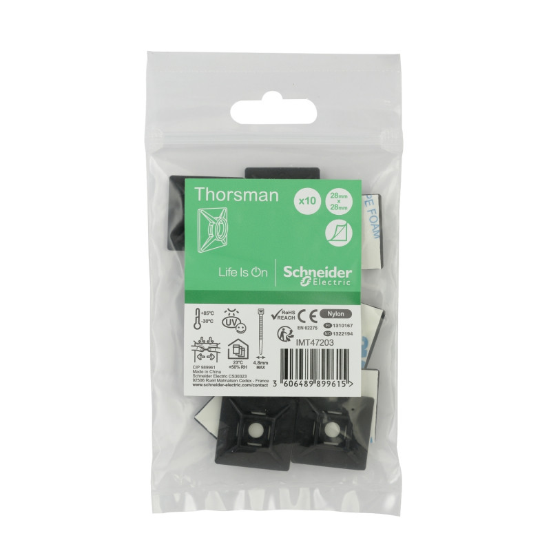 Самоклеящаяся основа для кабельных хомутов Schneider Electric Thorsman 4,8 мм черный 10 шт IMT47203