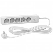 Удлинитель Schneider Electric Unica 5 розеток с заземлением 5 м белый ST9455W