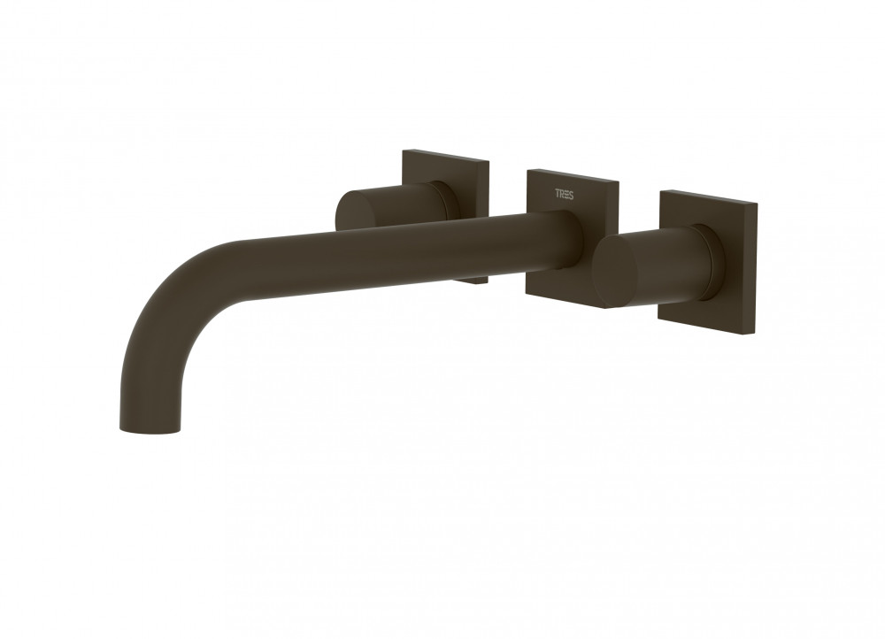 Смеситель для раковины Tres Project-Tres настенный двухвентильный бронзовый черный 21115201KMB
