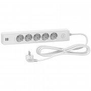 Удлинитель Schneider Electric Unica 5 розеток с заземлением 2 USB 3 м белый ST945U3W