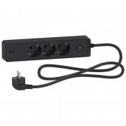 Удлинитель Schneider Electric Unica 3 розетки с заземлением 2 USB 1,5 м черный ST943U1B