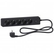 Удлинитель Schneider Electric Unica 5 розеток с заземлением 1,5 м черный ST9451B