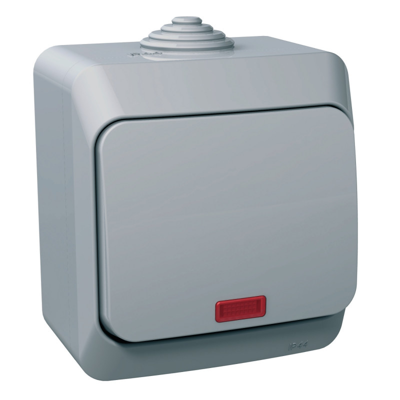 Выключатель Schneider Electric Cedar Plus 1-клавишный с подсветкой пластик серый WDE000614