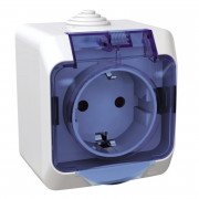 Розетка Schneider Electric Cedar Plus с заземлением шторками и прозрачной крышкой белый WDE000543