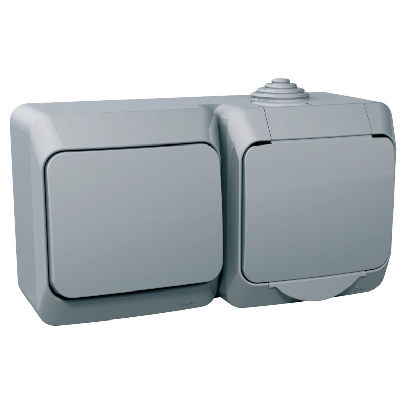 Розетка + вимикач Schneider Electric Cedar Plus сірий WDE000600