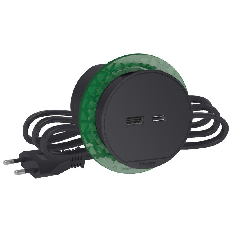 Блок розеток USB Schneider Electric Unica New тип А + тип С антрацит INS44009