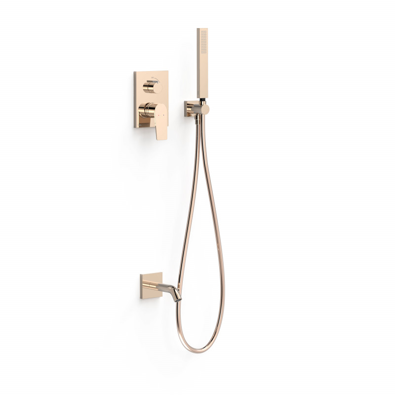 Душевая система скрытого монтажа Tres Project-Tres с однорычажным смесителем розовое золото 21128007OP