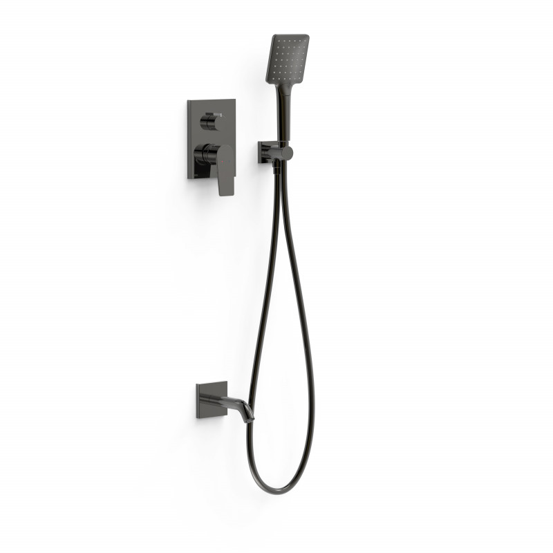 Душова система прихованого монтажу Tres Project-Tres з виливом та одноважільним змішувачем металевий чорний 21128070KM