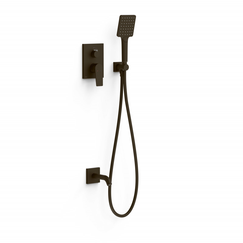 Душова система прихованого монтажу Tres Project-Tres із виливом та одноважільним змішувачем бронзовий чорний 21128070KMB