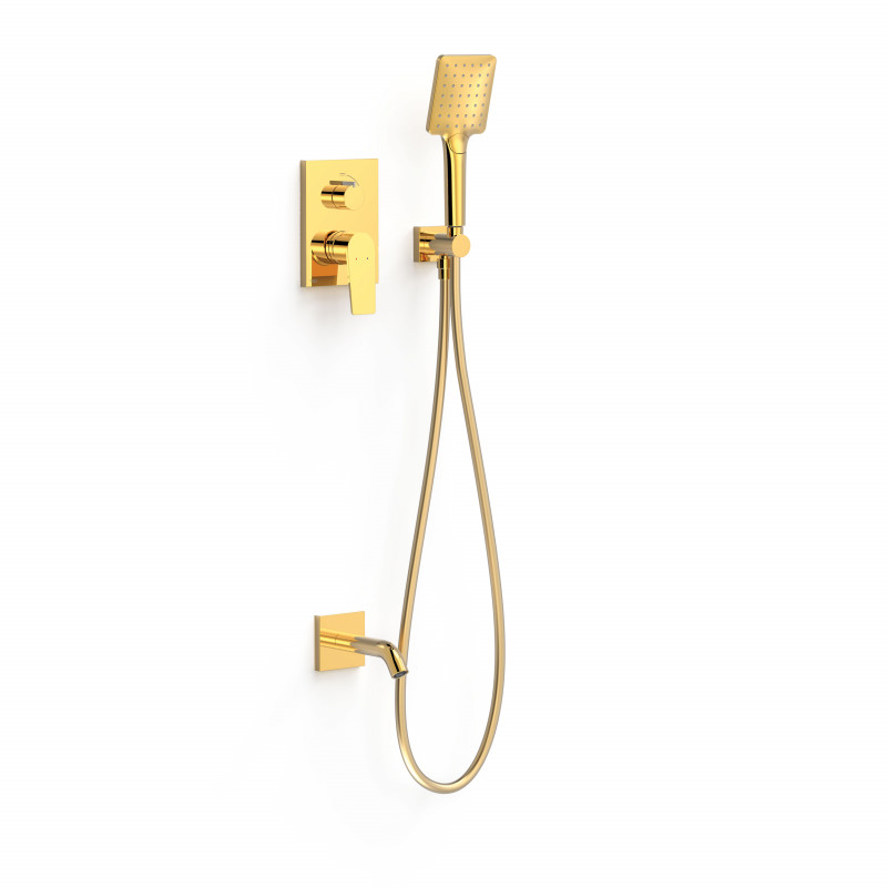 Душевая система скрытого монтажа Tres Project-Tres с изливом и однорычажным смесителем золото 21128070OR
