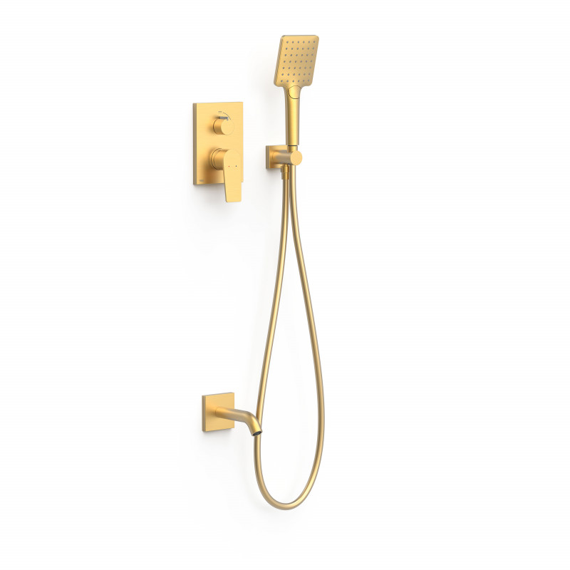 Душова система прихованого монтажу Tres Project-Tres з виливом і одноважельним змішувачем  золото матовий 21128070OM