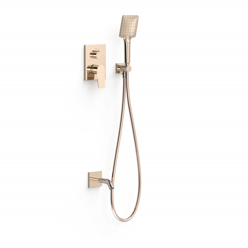 Душова система прихованого монтажу Tres Project-Tres з виливом і одноважельним змішувачем рожеве золото 21128070OP