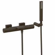 Термостатический смеситель для ванны Tres Project-Tres двухвентильный с каскадным изливом бронзовый черный 21117409KMB