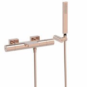 Термостатический смеситель для ванны Tres Project-Tres двухвентильный с каскадным изливом розовое золото 21117409OP