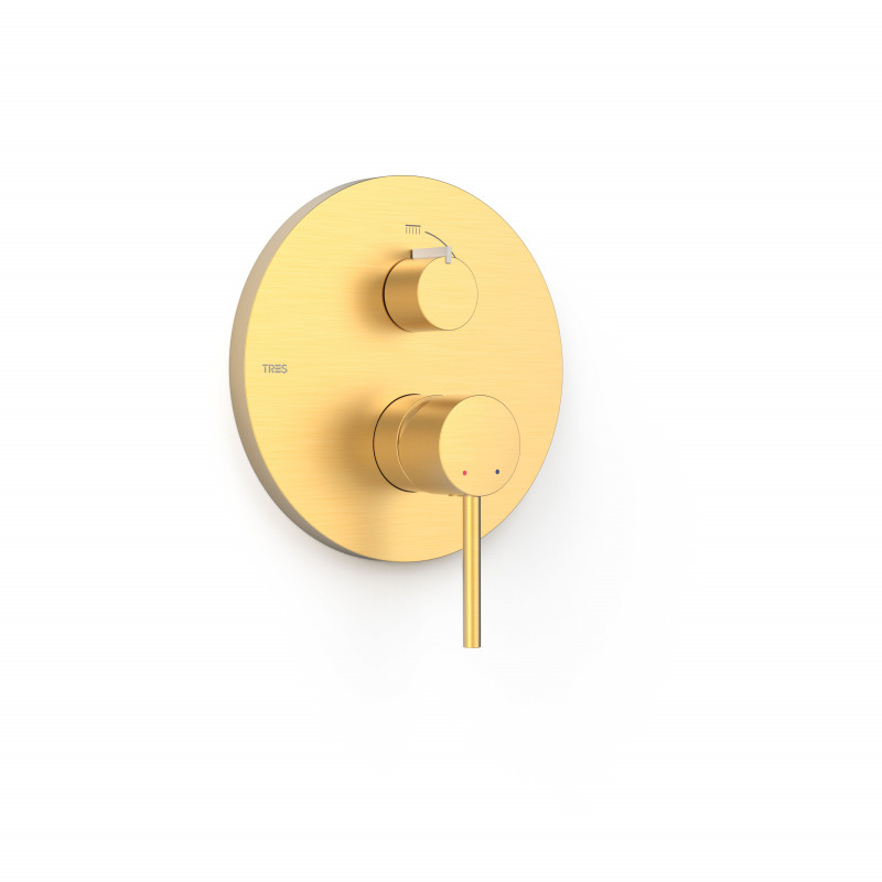 Смеситель для душа Tres Study Exclusive (2 канала) встраиваемый однорычажный золото матовый 26228001OM