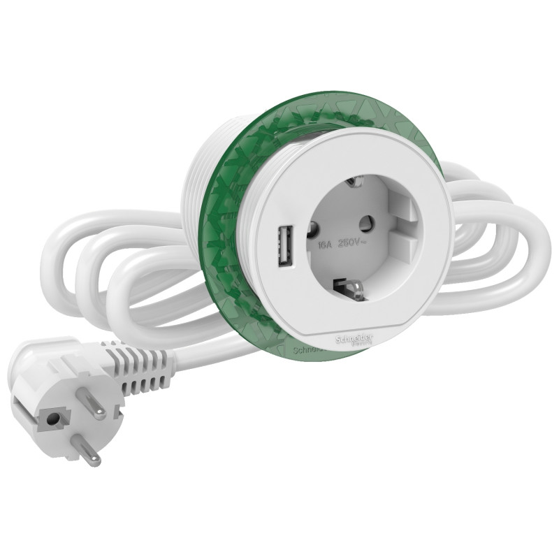Блок розеток Schneider Electric Unica New (2К+З)+USB тип А белый INS44004