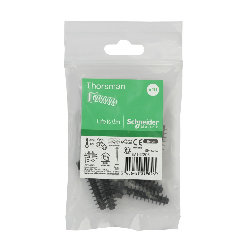 Дюбель Schneider Electric Mureva для стяжки до 7,6 мм чорний 10 шт IMT47206