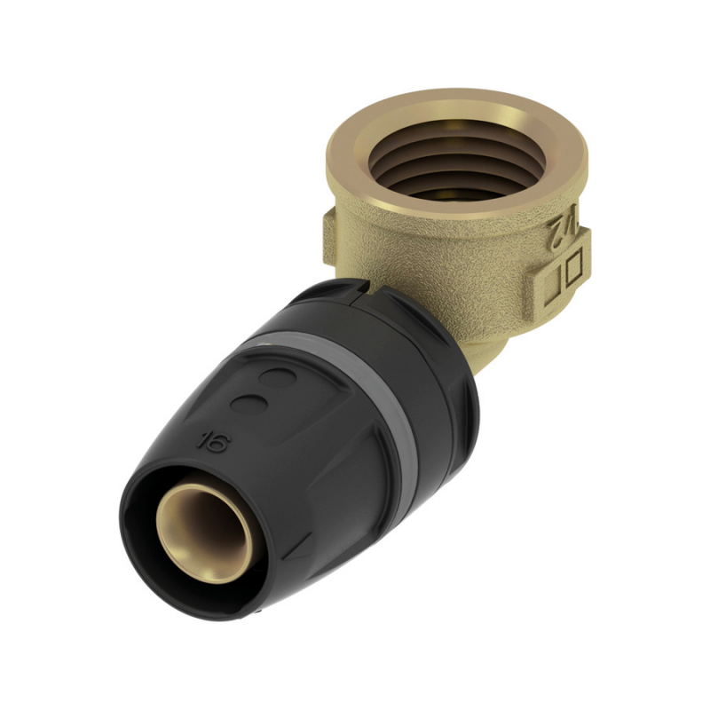 Кутник сполучний Tece TECElogo 90° з муфтою 20хRp3/4 латунь 8610204