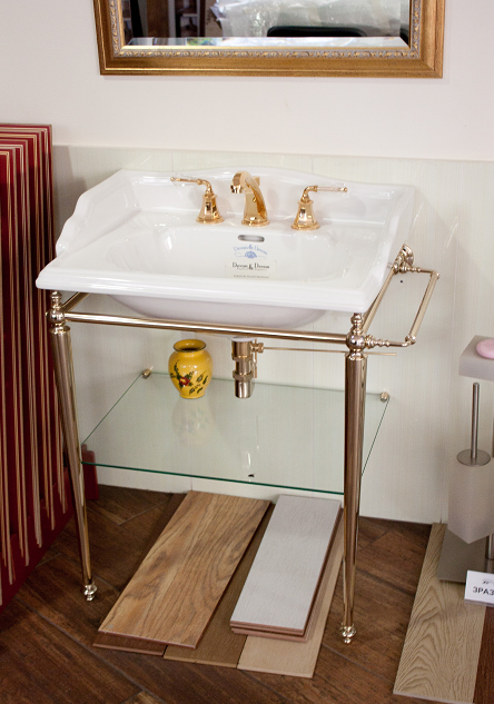 Раковина для ванной Devon&Devon Cambridge 63.5х48.7 см с консолью Tiffany латунь IBLG(3)FCAM+DETIFFANY