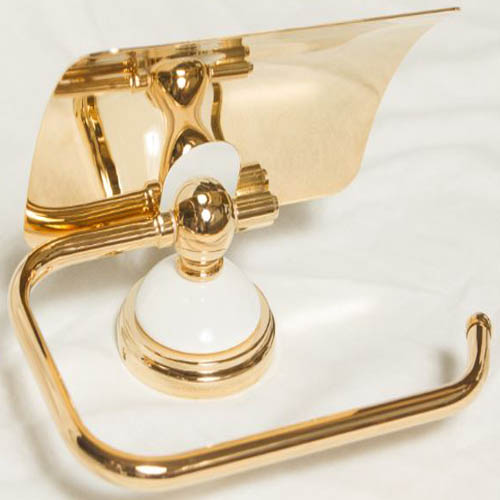 Тримач для туалетного паперу THG Savannah із кришкою золото/білий G52 D03 00538AC