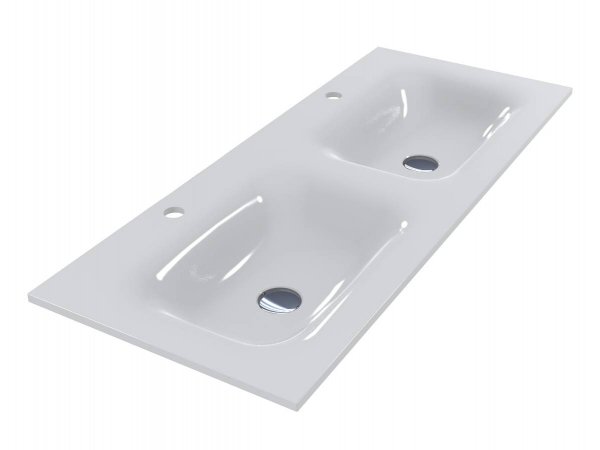 Раковина для ванної Miraggio Jessel 1100-2 подвійна лита мармур Miramarble білий 0000923