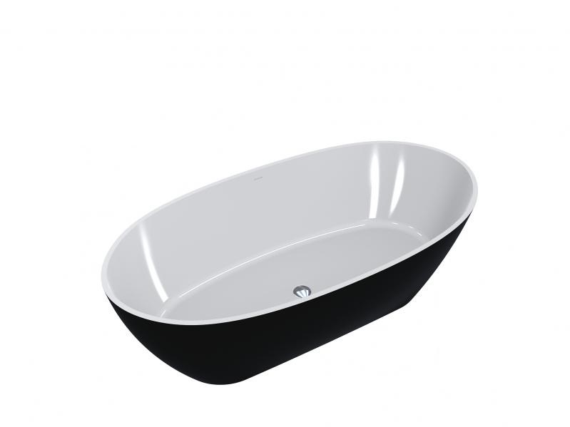 Ванна из искусственного камня Miraggio Estella 167х83 см Miramarble черный матовый 0000360