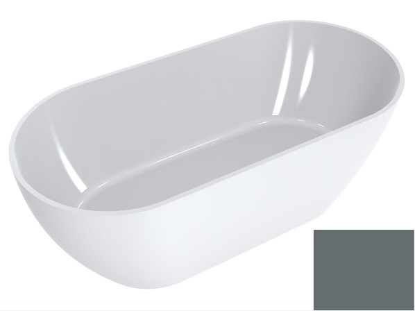 Ванна из искусственного камня Miraggio Greenland 168х80,5 см Miramarble базальтово-серый 0000803