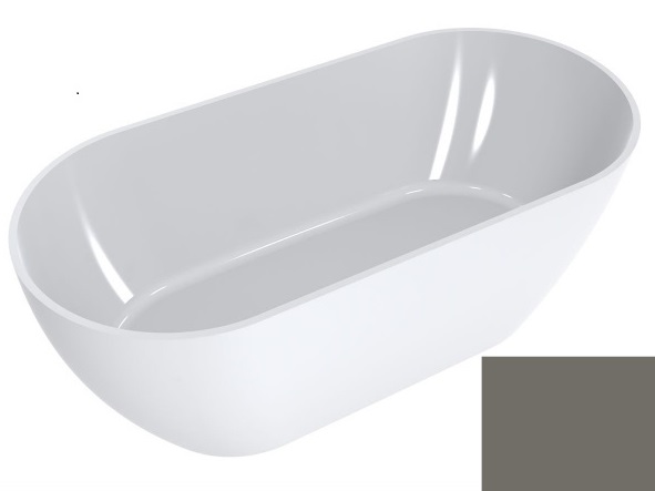 Ванна із штучного каменю Miraggio Greenland 168х80,5 см Miramarble кварцовий сірий матовий 0001616