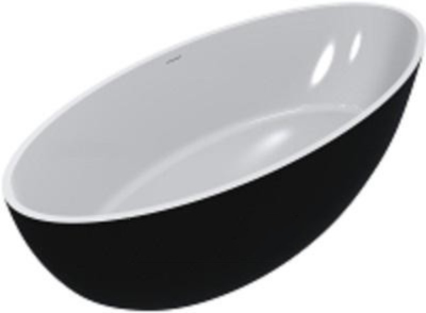 Ванна із штучного каменю Miraggio Madonna 180х80 см Miramarble чорний 0001073