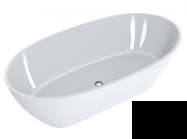 Ванна из искусственного камня Miraggio Estella 167х83 см Miramarble белый/черный матовый 0001748