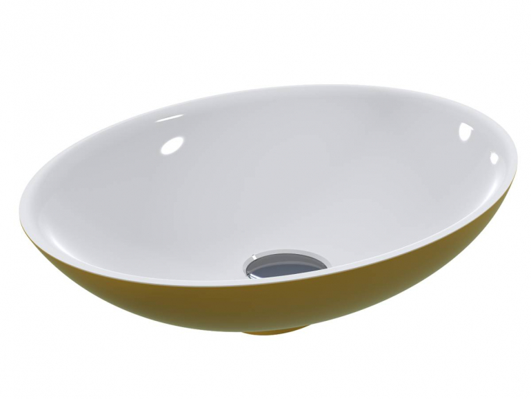 Раковина для ванної Miraggio Kristina 50х35 см мармур литий Miramarble RAL 1018 жовтий 0000940