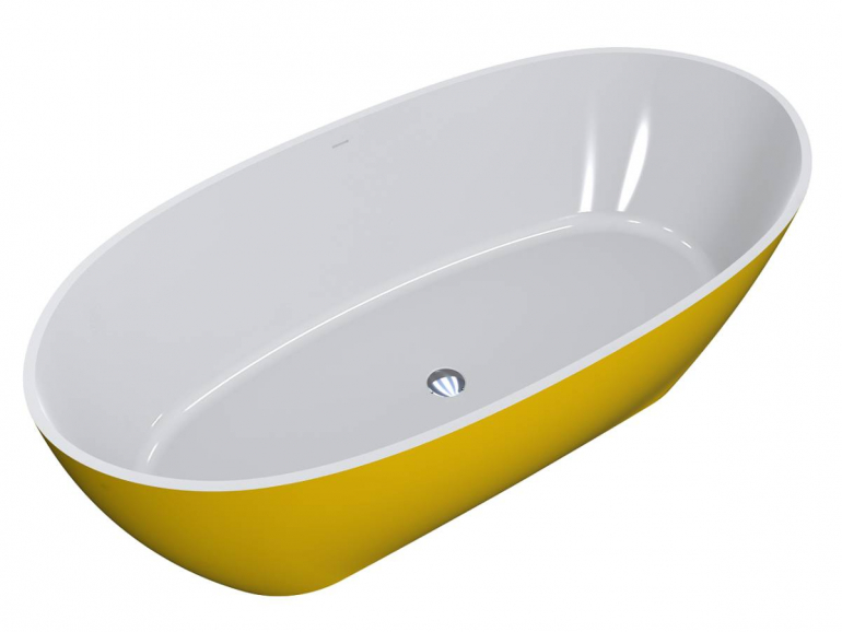 Ванна зі штучного каменю Miraggio Estella 167х83 см Miramarble RAL 1018 цинково-жовтий 0000941