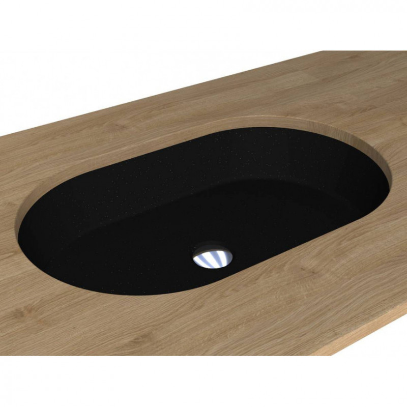 Раковина для ванной Miraggio Rome 55х35,1 см под столешницу кварцевый песок Mirastone черный 0000905