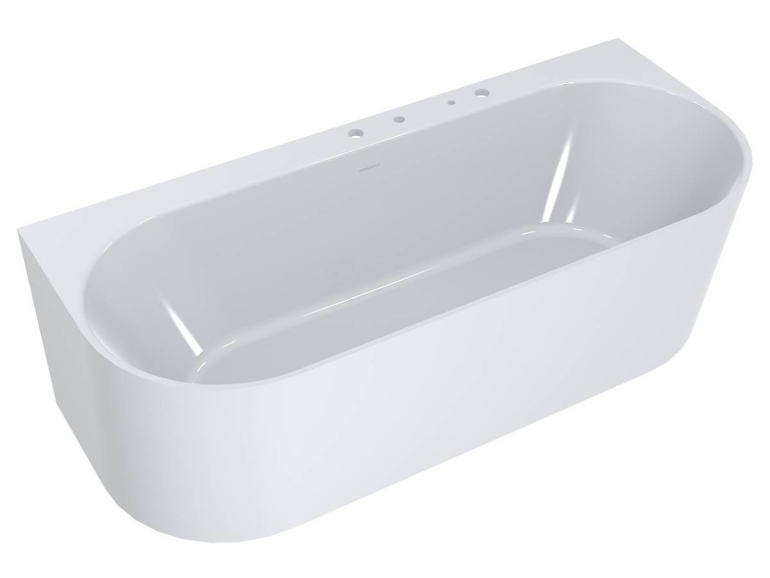 Ванна зі штучного каменю Miraggio Bali 170х75 см з 4-ма отворами Miramarble білий 0001237