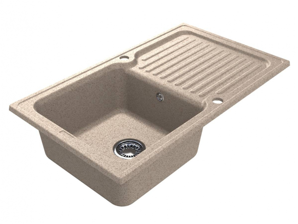 Мойка для кухни Miraggio Orlean 86,1х49,6 см с 2 отверстиями под смеситель кварцевый песок Mirastone терра 0001287